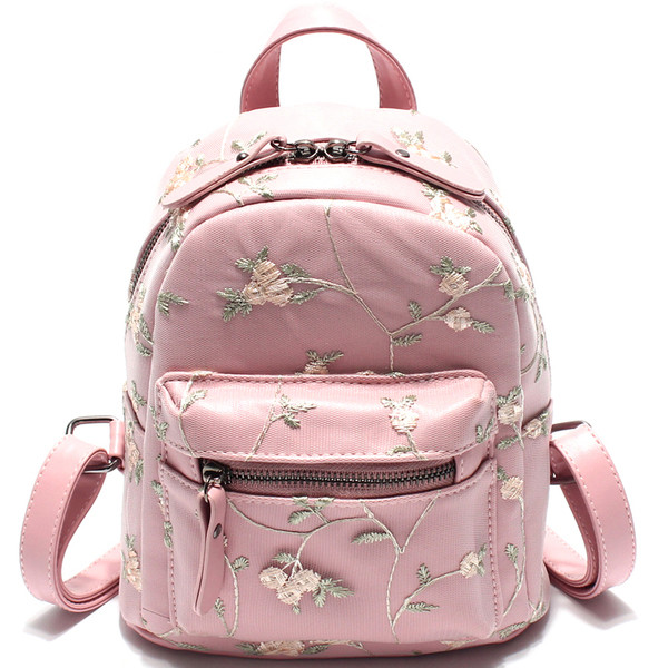 Дамска малка раница с флорална бродерия в четири цвята