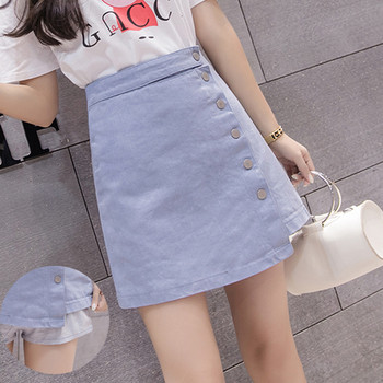 Fusta-pantaloni eleganti de dama cu talie inalta si nasturi decorativi in fata