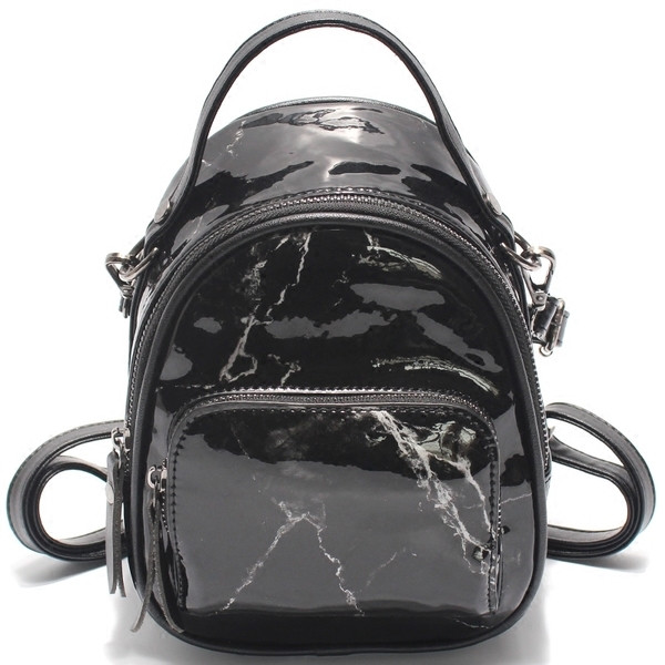 Модерна малка дамска раница в бял и черен цвят