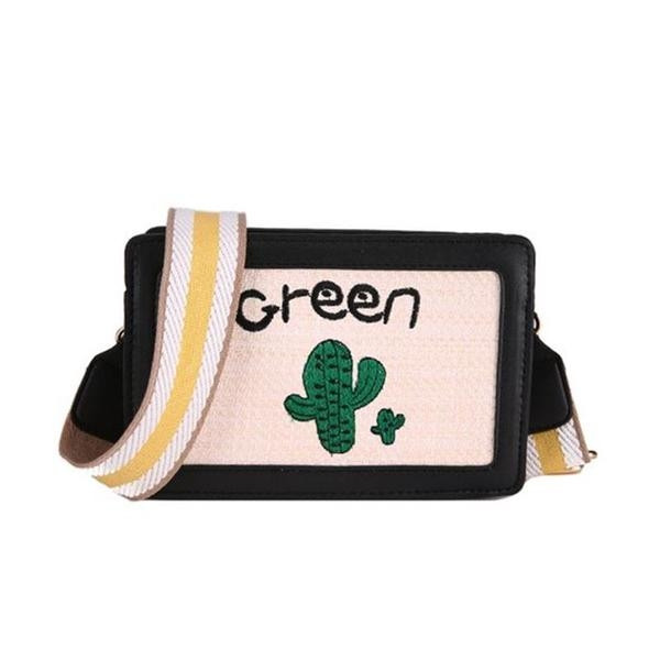 Geanta mini de dama cu broderie si maner lung reglabil