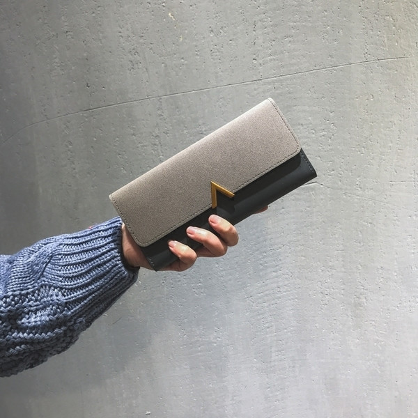 Portofel mare de dama cu element metalic in mai multe culori