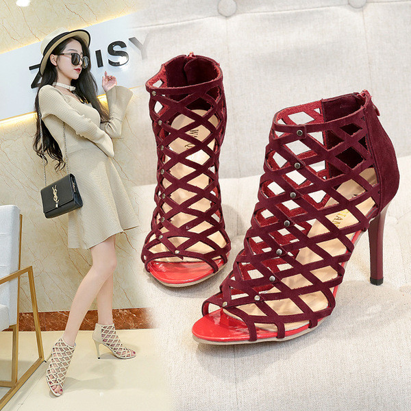 Sandale de dama elegante cu toc subtire de 9,5 cm in trei culori