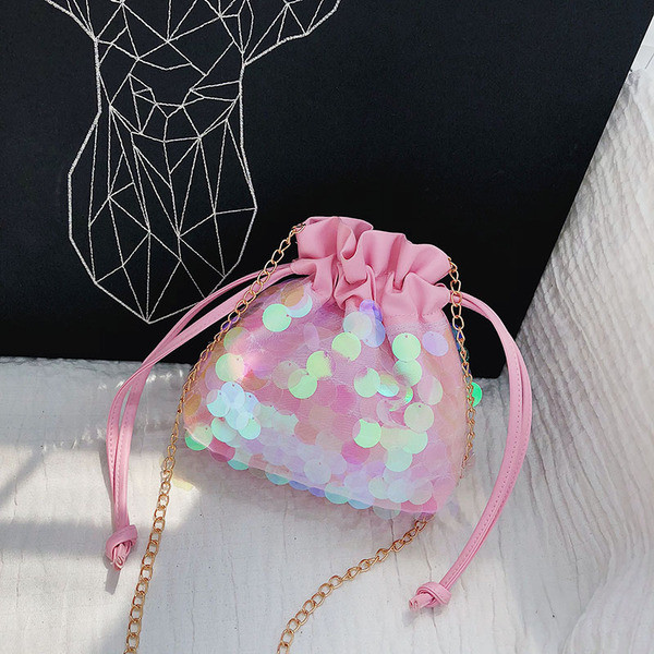 Дамска чанта в три цвята с пайети