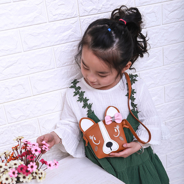 Geanta copii pentru fete in forma de animal cu broderie si panglica