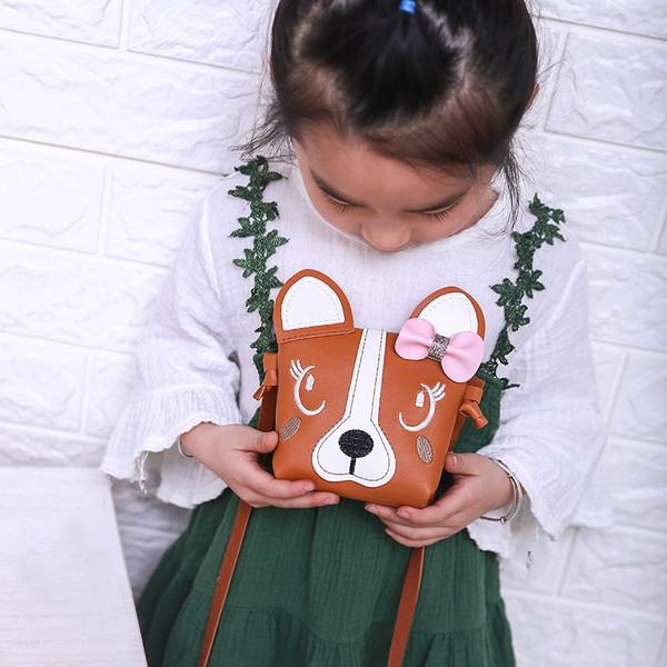 Geanta copii pentru fete in forma de animal cu broderie si panglica