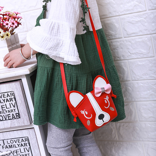 Geanta copii pentru fete in forma de animal cu broderie si panglica