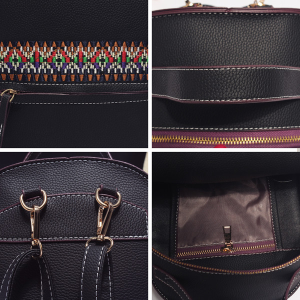 Rucsac de damă cu motive etnice în trei culori