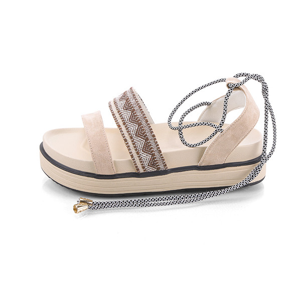 Sandale de dama comode in stil roman cu sireturi in doua culori