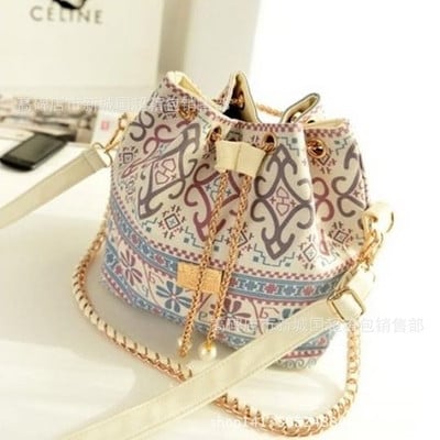 Women`s shoulder bag with ethnic motifs
