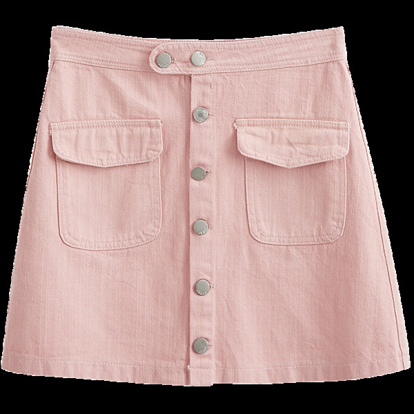 НОВА Лятна дънкова пола с висока талия с джобове в предната част в три цвята 