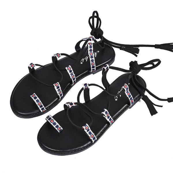 Удобни ежедневни дамски сандали на равна подметка в два цвята