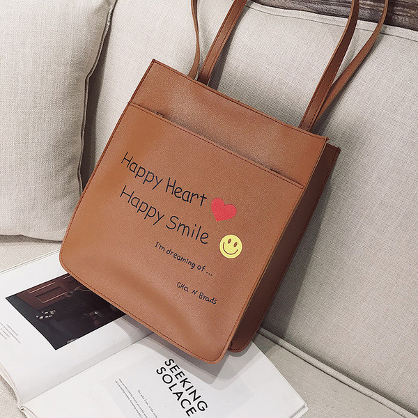 Дамска голяма чанта с надпис и щампа