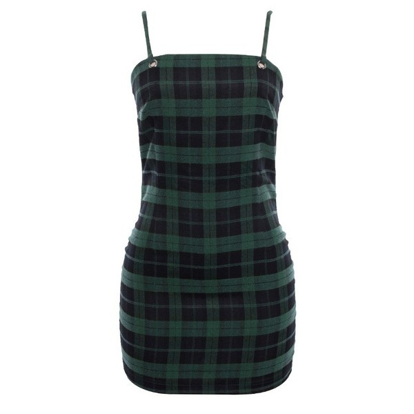 Карирана дамска рокля с тънки презрамки и връзка на гърба 