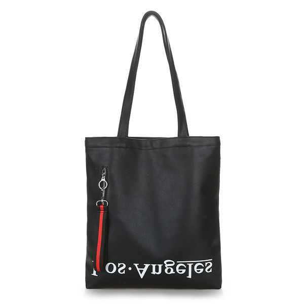 Geantă mare de zi cu zi pentru femei, cu inscripție și buzunar exterior