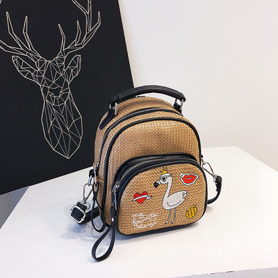 Малка дамска раница с цветна бродерия в различни модели