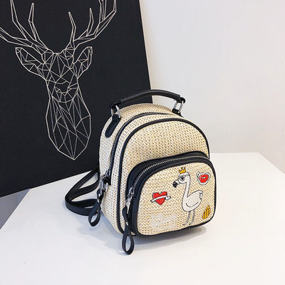 Малка дамска раница с цветна бродерия в различни модели