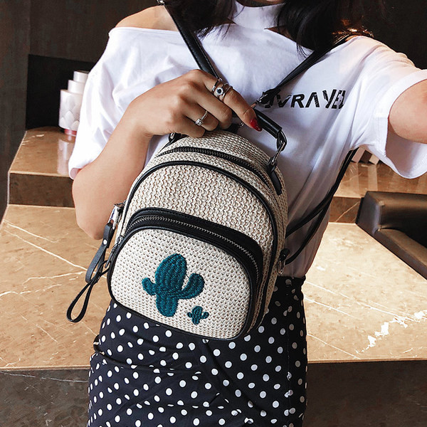 Малка дамска раница с цветна бродерия в различни модели