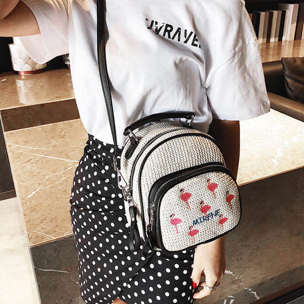 Малка дамска раница с цветна бродерия в различни модели