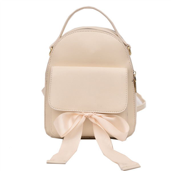 Дамска раница с външен джоб и панделка в няколко цвята