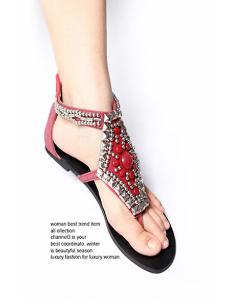 Sandale casual dama decorate cu pietre in patru culori