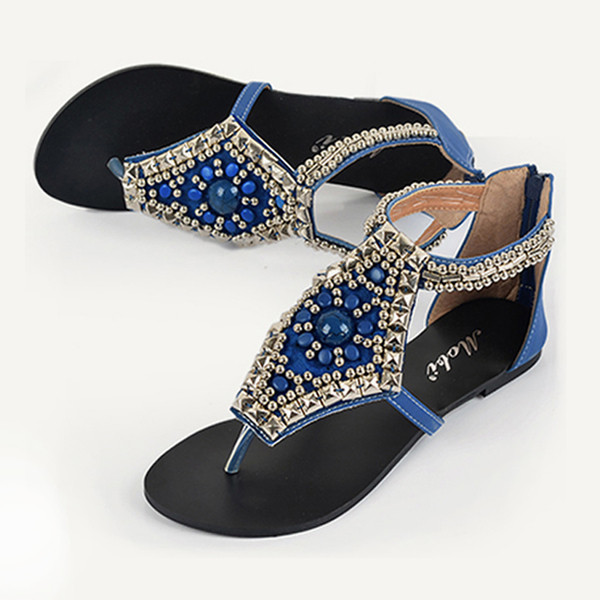 Sandale casual dama decorate cu pietre in patru culori