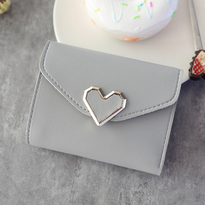 Portofel mic de dama cu element metalic din piele ecologica in mai multe culori