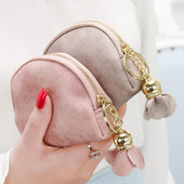 Portofel mic dama din piele intoarsa cu fermoar si ciucuri in mai multe culori