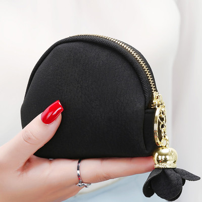 Portofel mic dama din piele intoarsa cu fermoar si ciucuri in mai multe culori