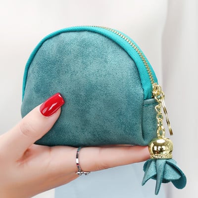 Portofel mic dama din piele intoarsa cu fermoar si ciucuri in mai multe culori