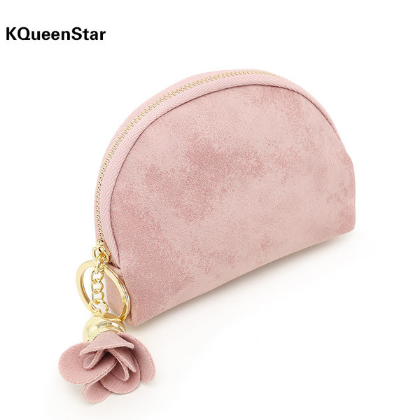 Portofel mic dama din piele intoarsa cu fermoar si ciucuri in mai multe culori