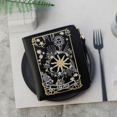 Portofel mic de dama cu broderie colorata in mai multe culori