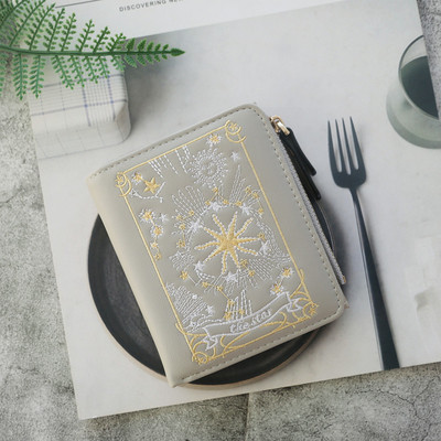 Portofel mic de dama cu broderie colorata in mai multe culori