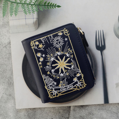 Portofel mic de dama cu broderie colorata in mai multe culori