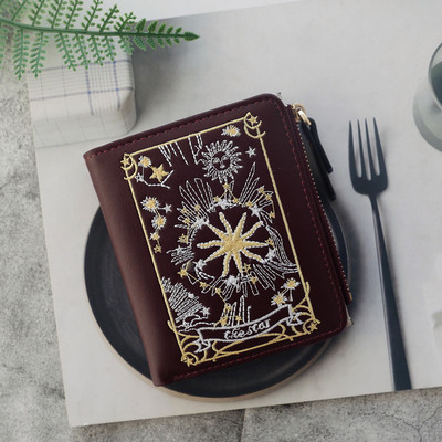 Portofel mic de dama cu broderie colorata in mai multe culori