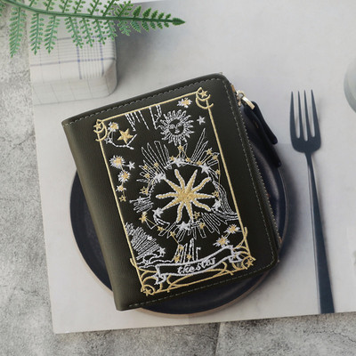 Portofel mic de dama cu broderie colorata in mai multe culori