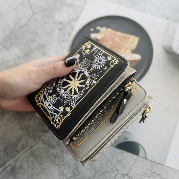 Portofel mic de dama cu broderie colorata in mai multe culori