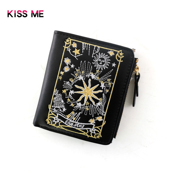 Portofel mic de dama cu broderie colorata in mai multe culori