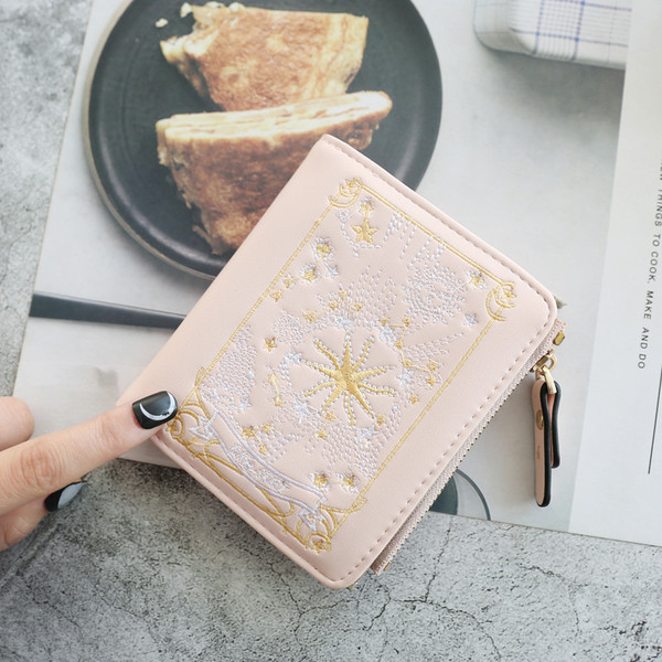 Portofel mic de dama cu broderie colorata in mai multe culori