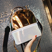 Дамска раница с лъскави елементи в два цвята