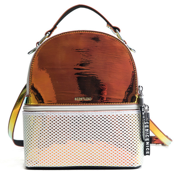 Дамска раница с лъскави елементи в два цвята