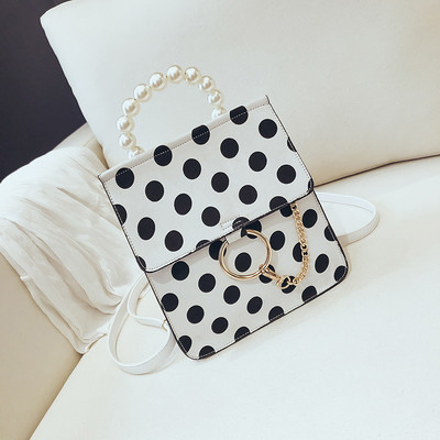 Дамска раница с дръжка от перли в четири цвята