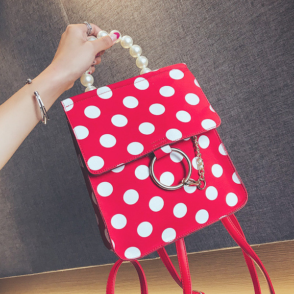 Дамска раница с дръжка от перли в четири цвята