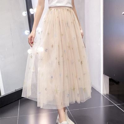 HIT Fusta de vara dama cu tul cu talie inalta in trei culori