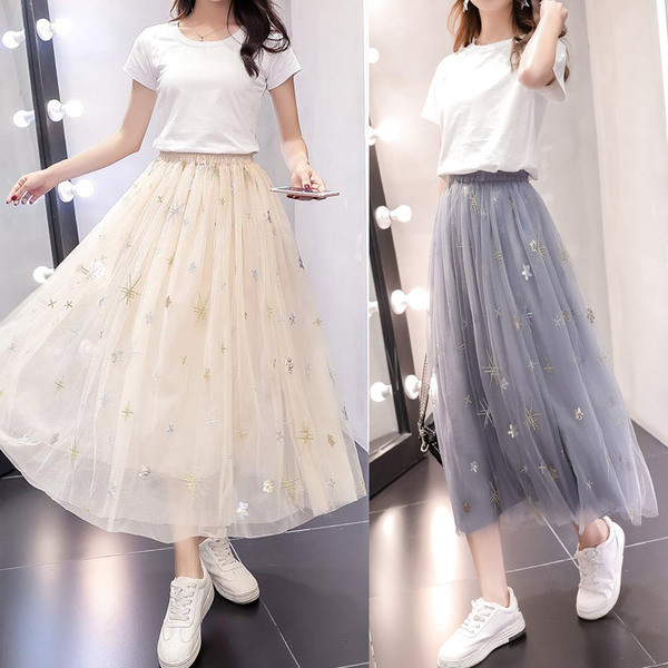 HIT Fusta de vara dama cu tul cu talie inalta in trei culori