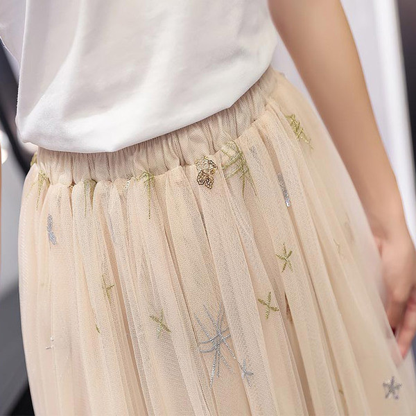 HIT Fusta de vara dama cu tul cu talie inalta in trei culori