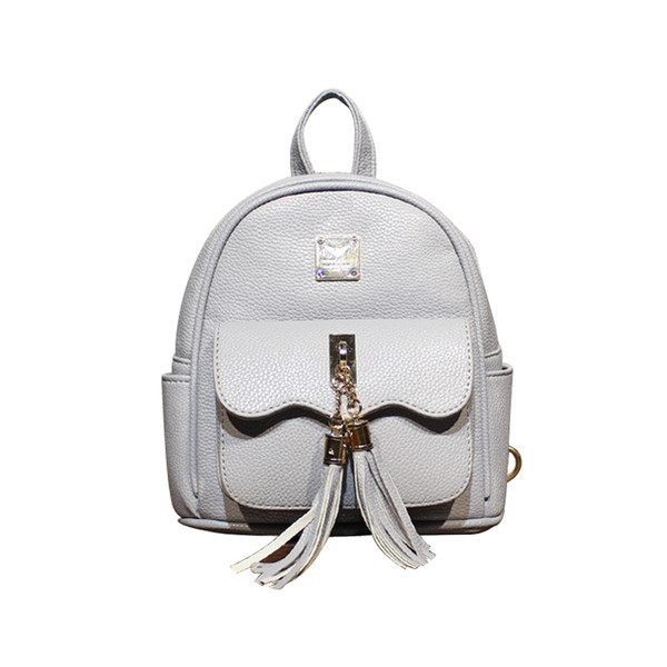 Rucsac mic de dama din piele ecologica cu ciucuri in patru culori