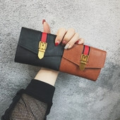 Малък дамски портфейл с метална закопчалка от еко кожа