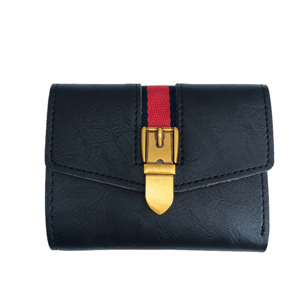 Малък дамски портфейл с метална закопчалка от еко кожа