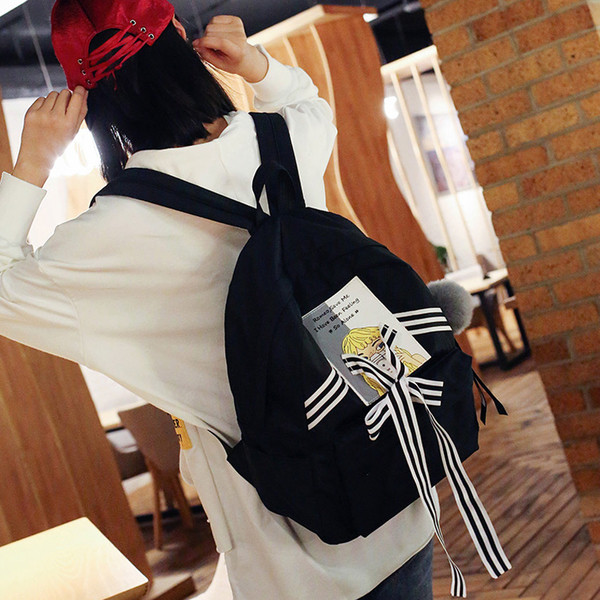 Rucsac mare de dama cu aplicatie si panglica in cinci culori