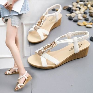 Sandale casual dama cu margele in doua culori